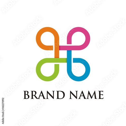 Abstract link circles shape logo design template, vector illustration