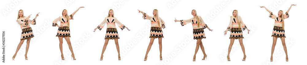 Blond hair model wearing designer clothes isolated on white Blond hair model wearing designer clothes isolated on white