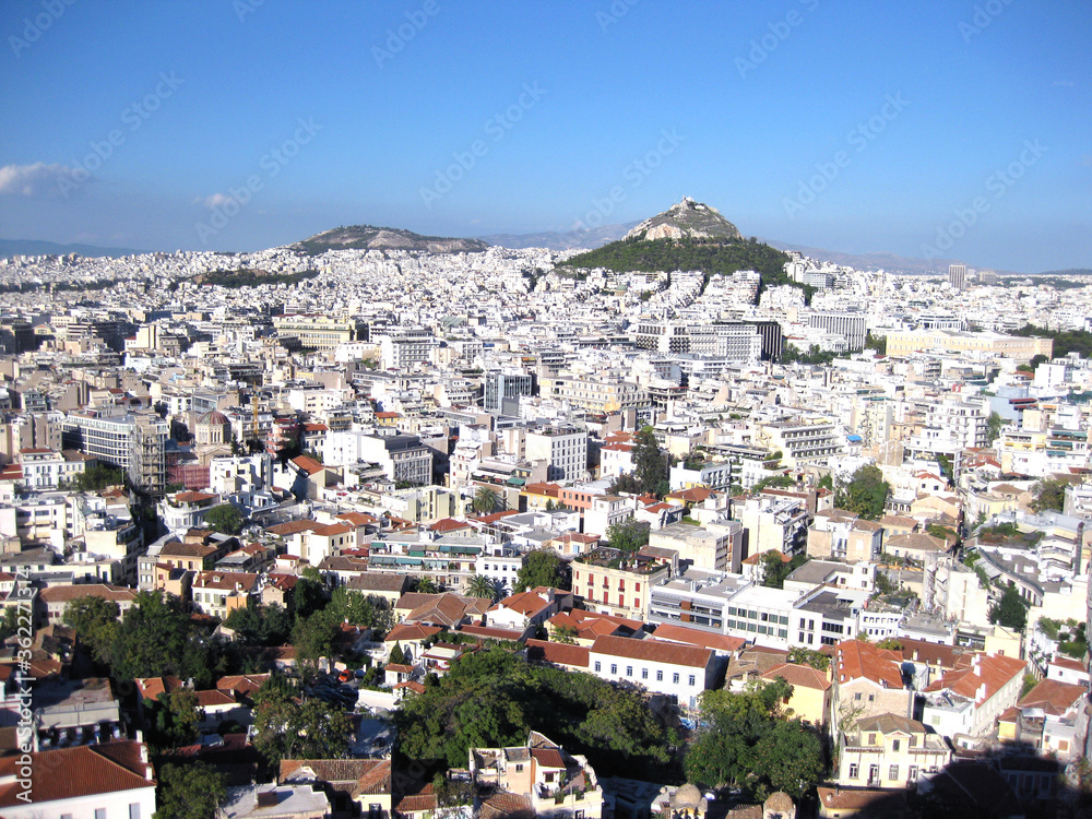 A view of the city of Athens in Greece from Acropolis Temple