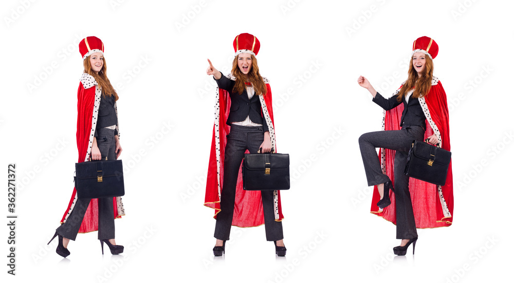 Obraz premium Woman business posing as queen isolated on white