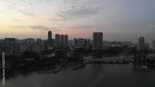 Wallpaper Mural Singapore Mar 2019 4k aerial video of Sunset at Singapore sport hub over look to Central business district from above Torontodigital.ca