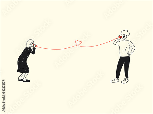 Social Distancing With Love. Easily editable vector illustration on layers.　ソーシャルディスタンス　ベクターイラスト