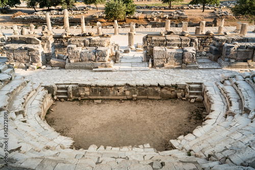 Ancient city Ephesus (Efes). Ancient architectural structure Roman little amphitheatre. Most visited ancient city in Turkey. Selcuk, Izmir TURKEY