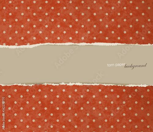 vector torn paper background with vintage polka dots background