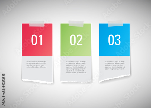 set of vector torn paper banners with sticky tape,  infographic