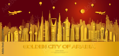 Travel golden city landmarks middle east architectural monuments of world.