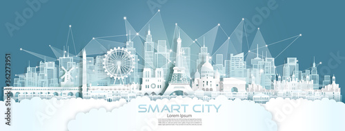 Technology wireless network communication smart city with architecture in France.