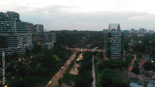 Mar 28/2019 Late afternoon at The Interlace Condominium 4k aerial video, AYE high way, Singapore