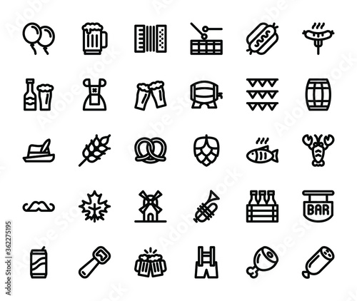 oktoberfest basic outline icons pack