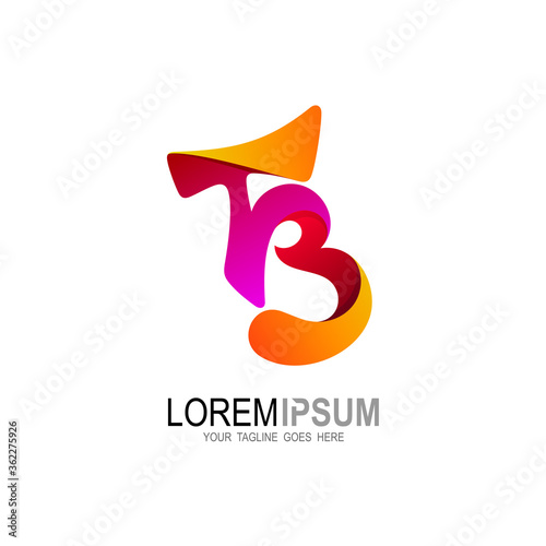 Letter T and B logo design template, 3d icons