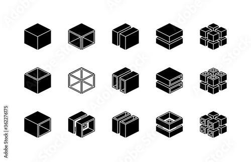 Isometric Cube Geometric Glyph Style Icon