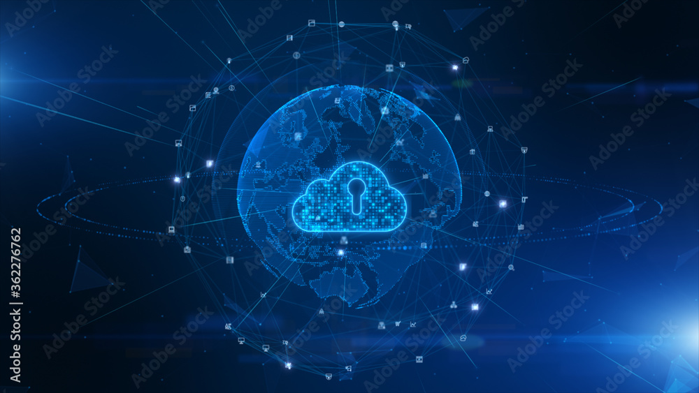 Digital Cloud Computing of cyber security, Digital data network ...