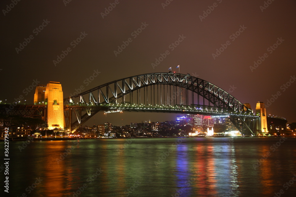 Night view of Sydney Cityscape and Harbor Bridge Australia