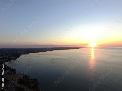 Aerial view from drone to sea estuaries  drone image  near Odessa. Black Sea