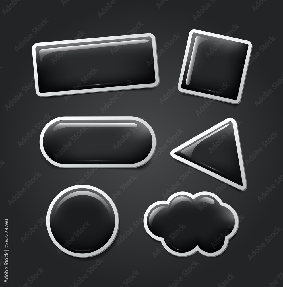 set of blank black glossy plastic buttons set of blank black glossy plastic buttons