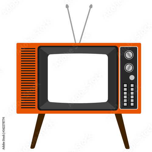 リアルでレトロな可愛いテレビ 脚付き フレームイラスト（ブラウン管の部分が透明もしくは白です）
Realistic and retro TV illustration.off. The screen is transparent or white.