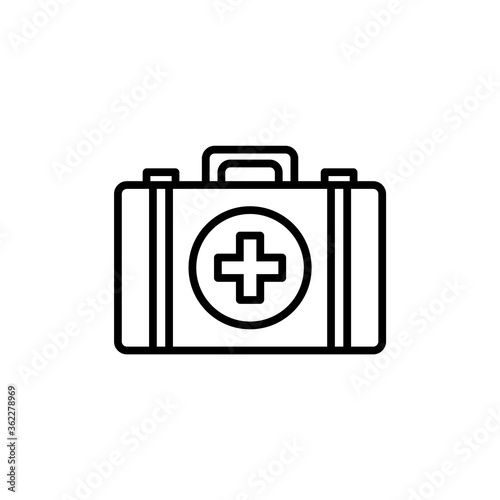 Medical aid case linear vector icon.