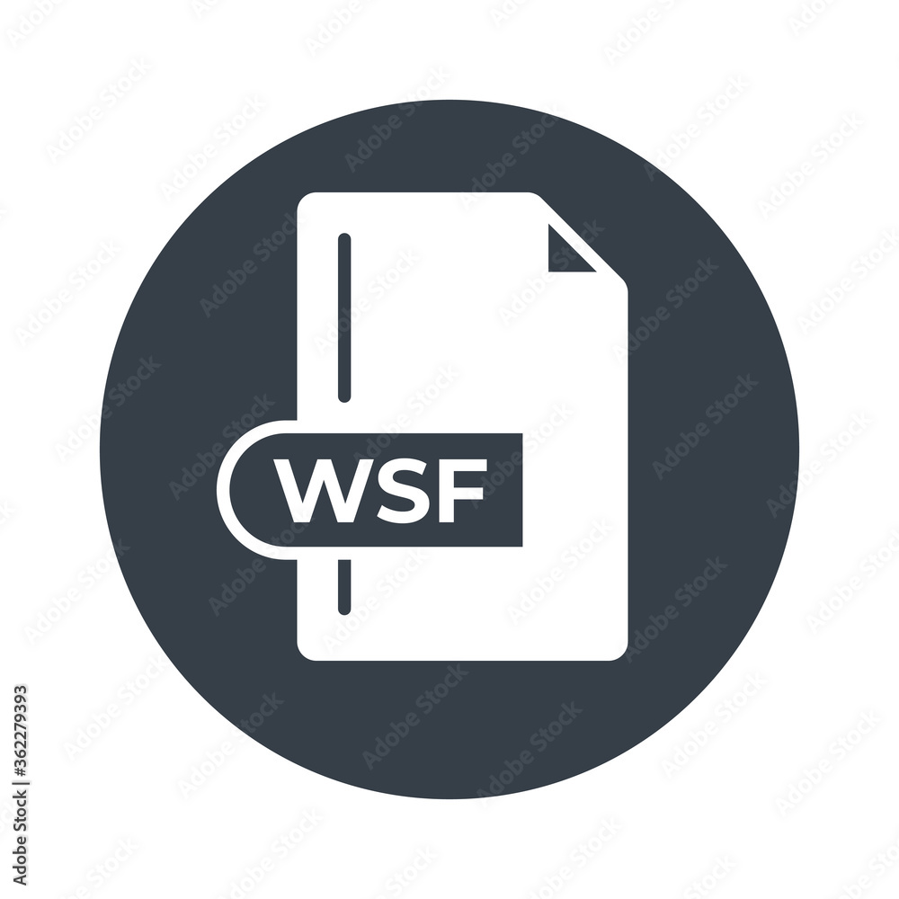 WSF File Format Icon. WSF extension filled icon. WSF File Format Icon. WSF extension filled icon.