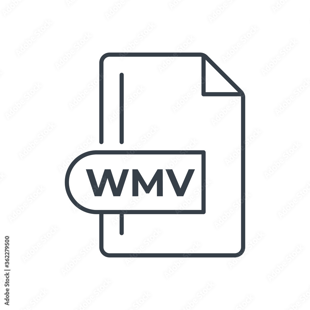 WMV File Format Icon. WMV extension line icon. WMV File Format Icon. WMV extension line icon.