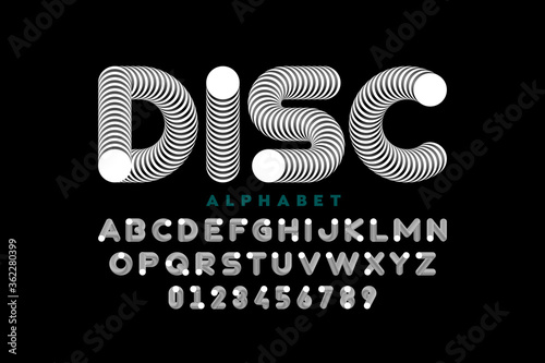 Modern style font, alphabet letters and numbers