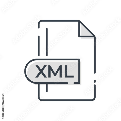 XML File Format Icon. XML extension line icon.