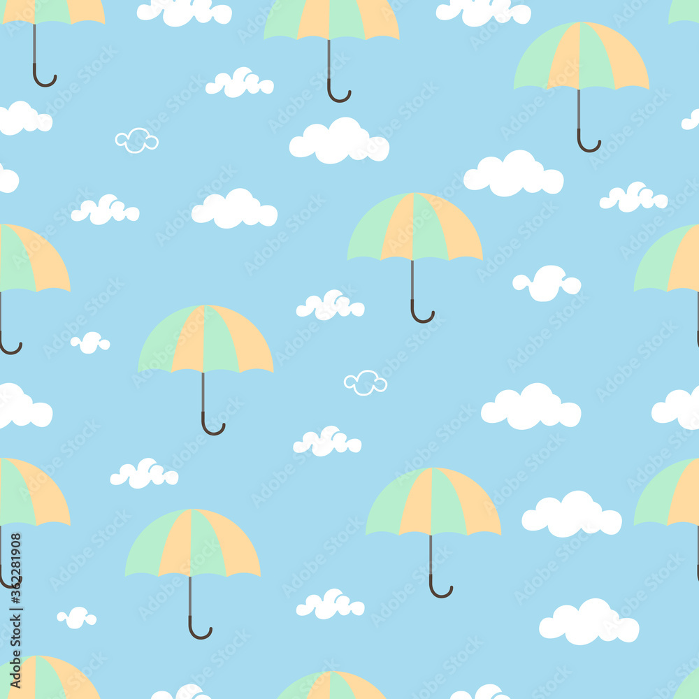 illustration design graphic of seamless pattern  umbrella and sky