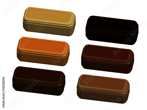 Isolated pieces of chocolate (dark, milk, caramel, bitter, white)