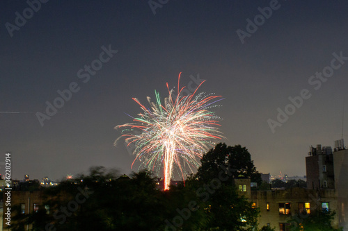 Fireworks going off on July 4th In Brooklyn