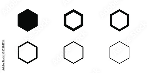 Various  Black Hexagon Shape icons vector illustration