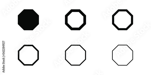 Various Black Octagon Shape icons vector illustration