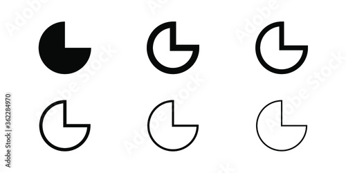 Various  Black Three Quarters of Circle Shape icons vector illustration