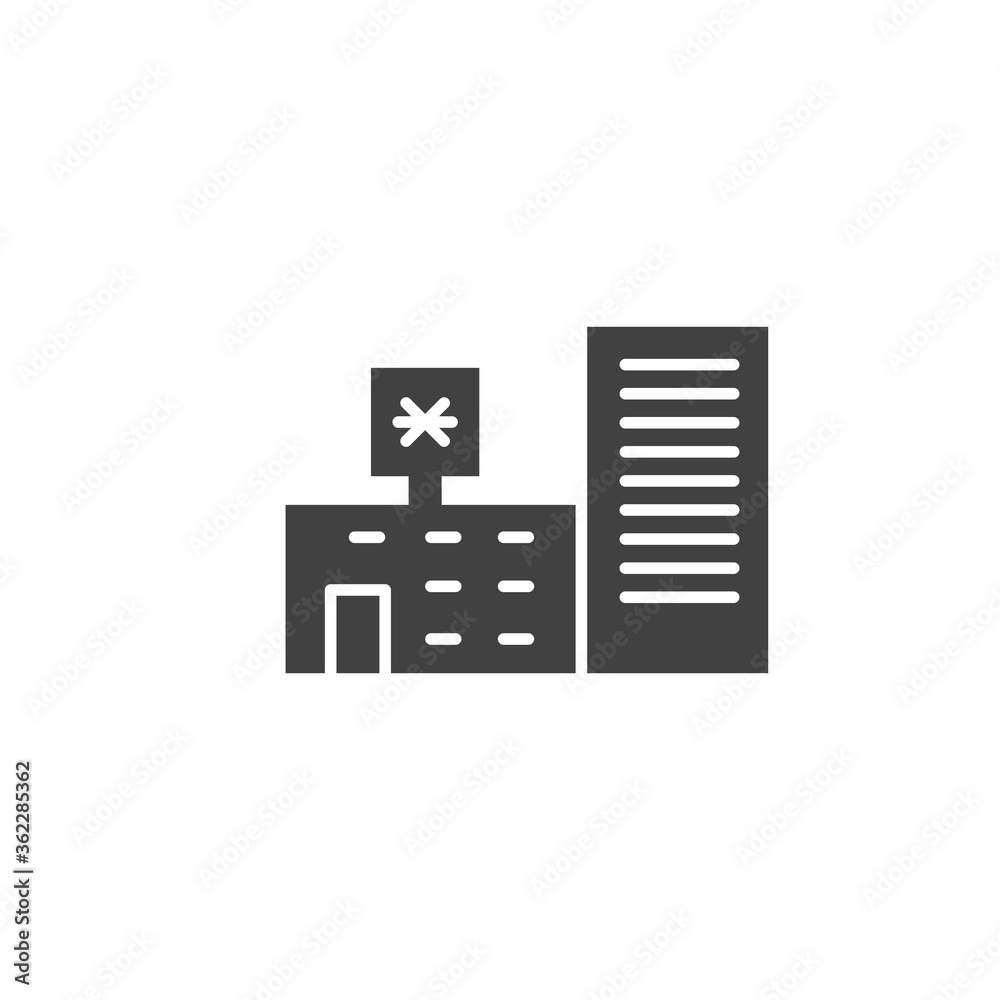 Hospital building icon. Emergency symbol modern, simple, vector, icon for website design, mobile app, ui. Vector Illustration