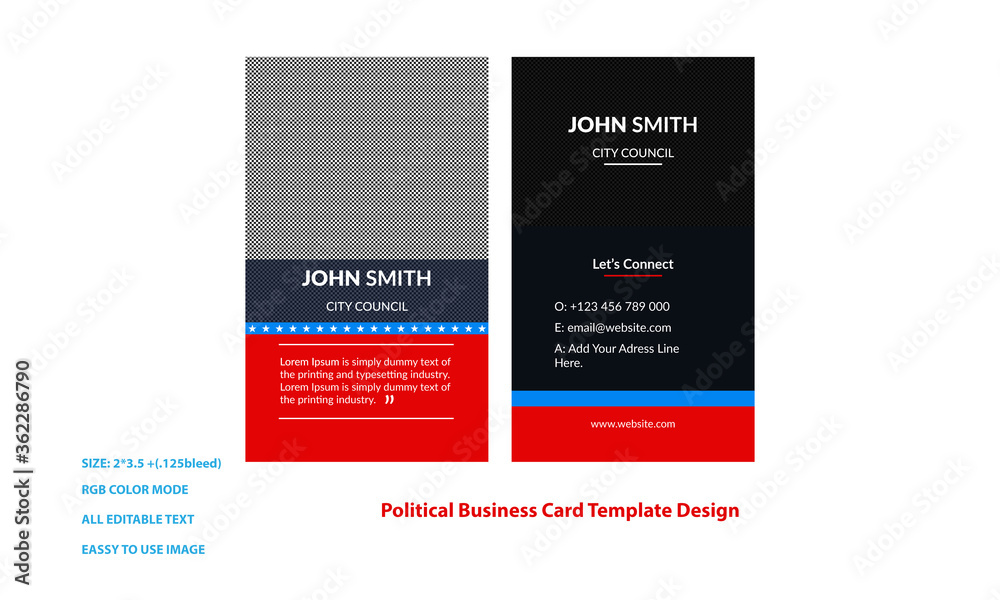 Political Business Card Template Design Stock Vector Adobe Stock Political Business Card Template Design Stock Vector Adobe Stock