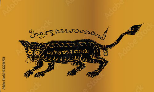 Animal in Thai traditional tattoo, Thai traditional painting in temple, vector photo