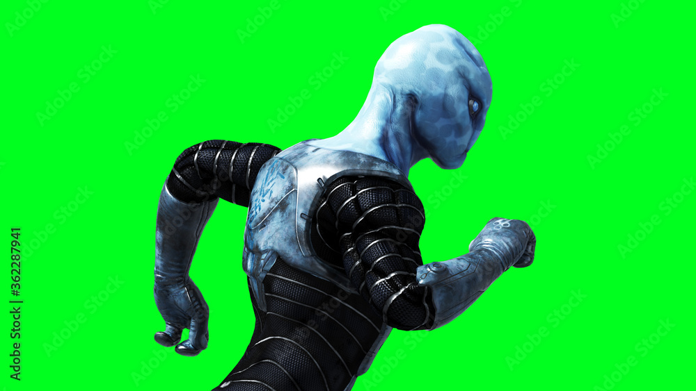 Military alien isolate on green screen. 3d rendering. Military alien isolate on green screen. 3d rendering.