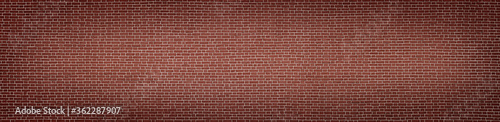 Red Brick Wall background, wide panorama of old solid masonry