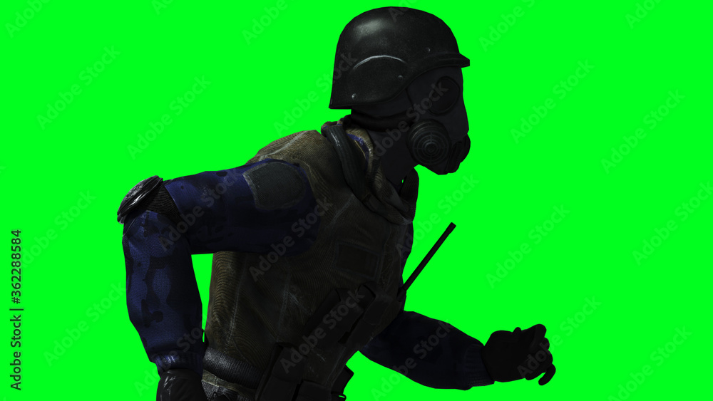 Military soldier isolate on green screen. 3d rendering. Military soldier isolate on green screen. 3d rendering.