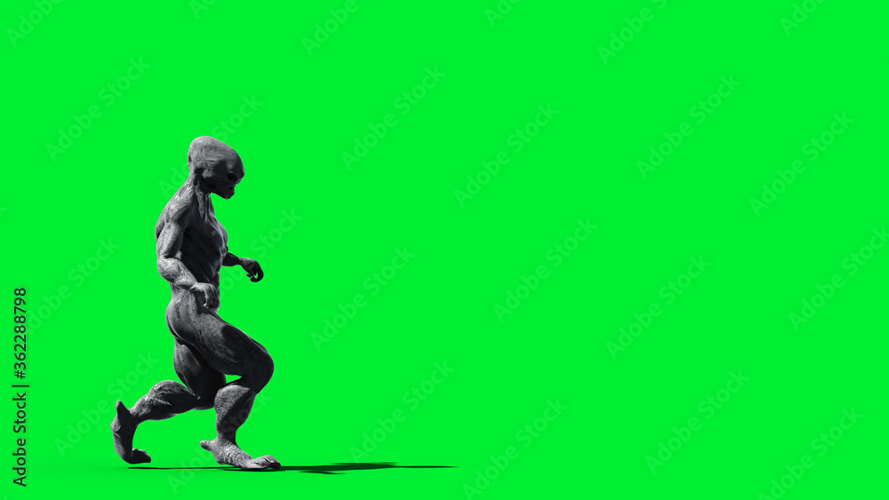Fototapeta premium Scary monster isolate on green screen. 3d rendering.