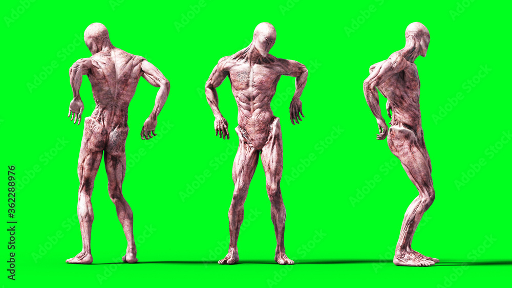 Scary monster isolate on green screen. 3d rendering. Scary monster isolate on green screen. 3d rendering.