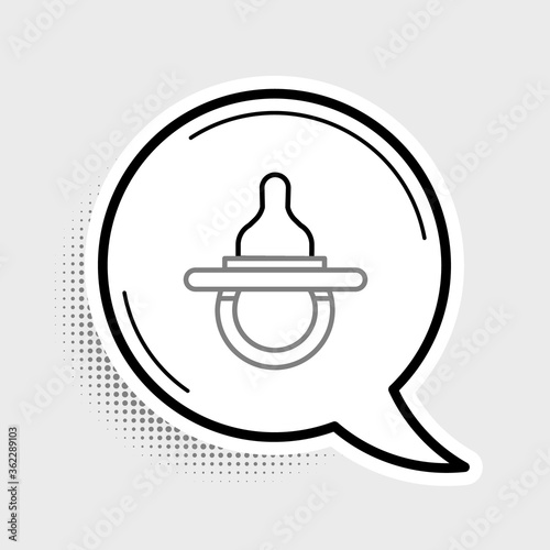 Line Baby dummy pacifier icon isolated on grey background. Toy of a child. Colorful outline concept. Vector.