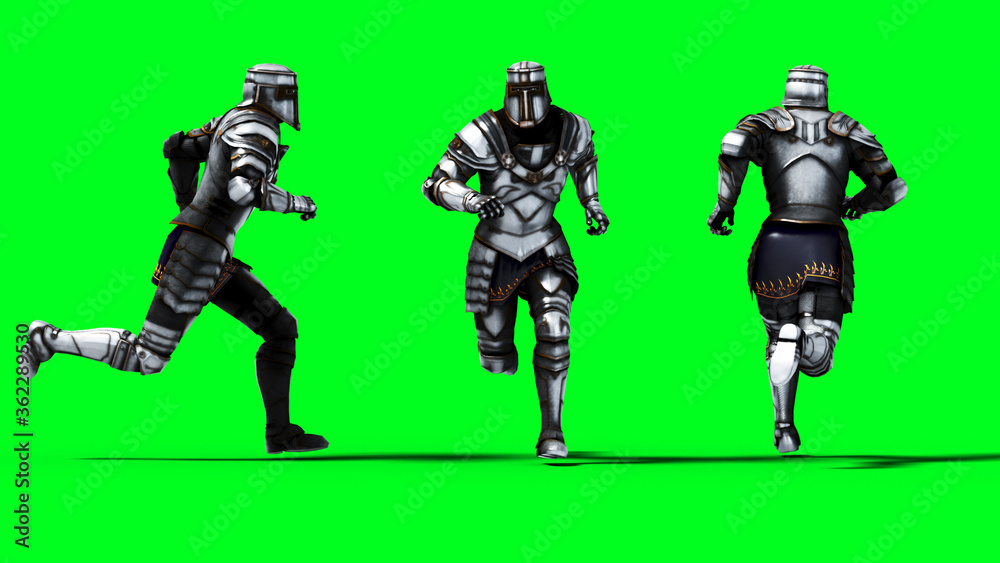 Knight isolate on green screen. Realistic 3d rendering. Knight isolate on green screen. Realistic 3d rendering.