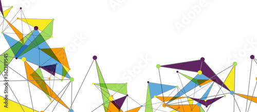 Line points connections, triangular technology design. Abstract geometric background