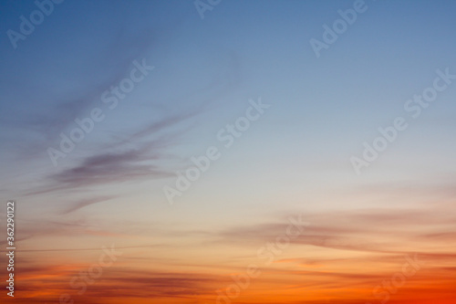 Blue Sky Photo View Background. Red and blue sky at sunset © Evgeniya Vasileva