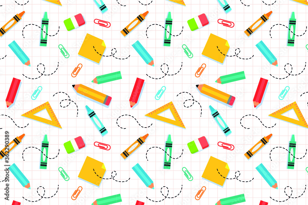 School Stationery Pattern Background