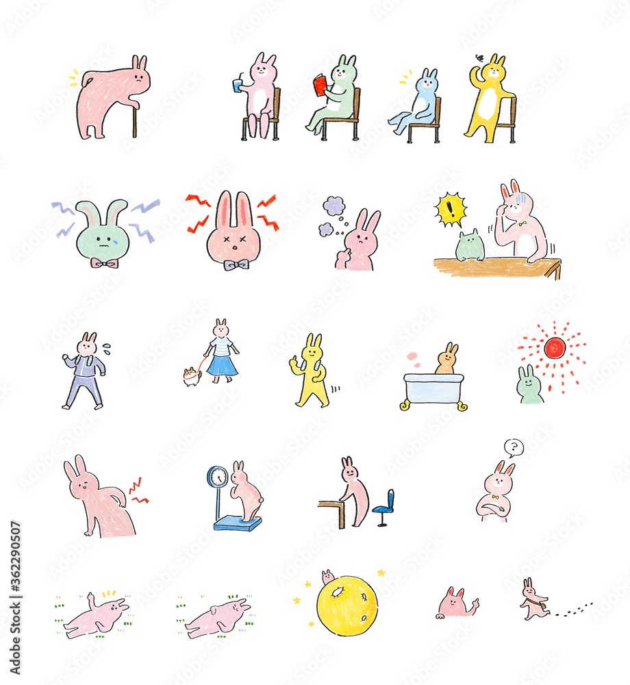 Fototapeta premium 楽しく暮らすウサギ詰め合わせ