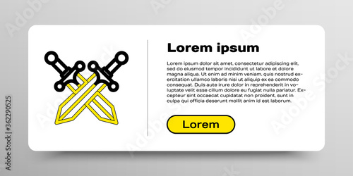 Line Crossed medieval sword icon isolated on white background. Colorful outline concept. Vector.