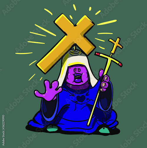 vector illustration of a cartoon priest