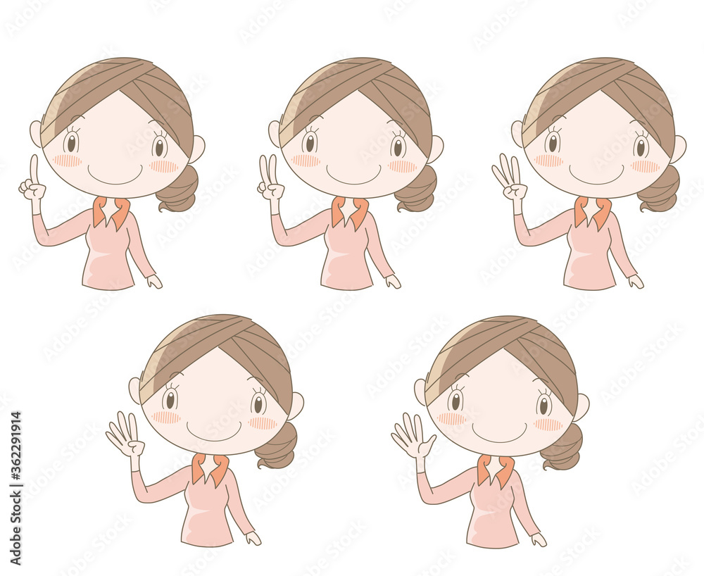 ハンドジェスチャー数字セット・12345（女性）