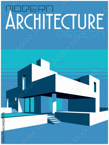 Modern Architecture Design Magazine Cover Stylization, Minimal Illustration 