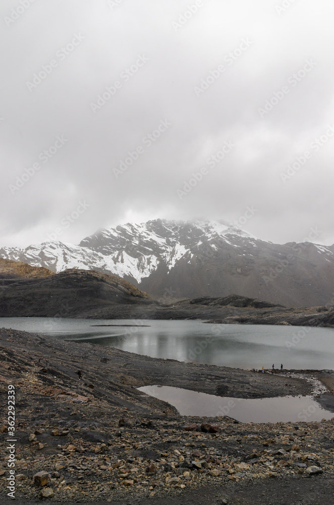 Area around the Pastoruri Glacier with ice melting and its lakes
